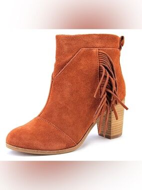 Toms Lunata Suede With Fringe Boot Women's Shoes Size 8 US